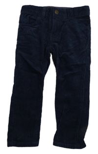 Tmavomodré menšestrové slim fit nohavice H&M