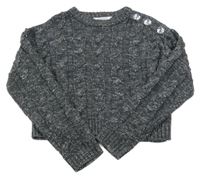 Tmavosivý trblietavý crop sveter Primark