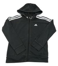 Černá propínací mikina s logem a kapucí Adidas