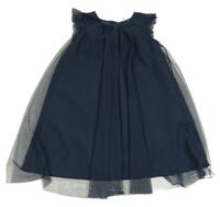 Tmavomodré trblietavé tylové šaty H&M