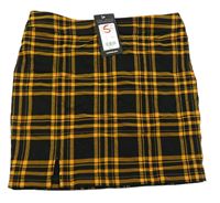Nové - Čierno-okrová kockovaná sukňa New Look