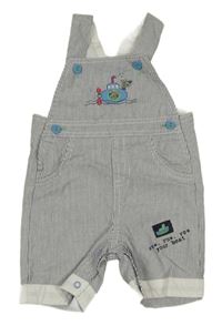 Bílo-tmavomodré pruhované plátěné laclové kraťasy s ponorkou C&A