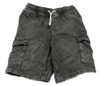 Antracitové riflové cargo kraťasy H&M