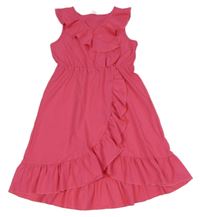 Tmavoružové šaty s volány Shein