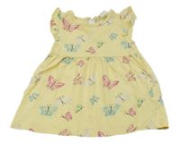 Žlté bavlnené šaty s motýly H&M