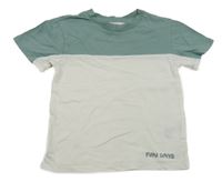 Bielo-zelené tričko s nápisom H&M