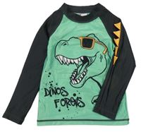 Zeleno-čierne UV tričko s dinosaurom H&M