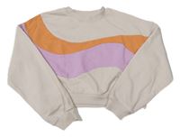 Béžovo-oranžovo-ružová crop mikina H&M