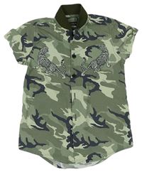 Khaki army košeľa s tigrami Next