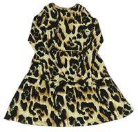 Béžovo-čierne leopardí šaty River Island