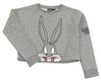 Sivá melírovaná crop mikina s králikom Primark