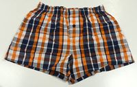 Tmavomodro-oranžové kockované trenírky Yigga