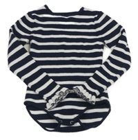 Tmavomdro-biele pruhované pletené body Zara