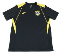Čierno-žlté športové funkčné tričko s nášivkou a logom joma