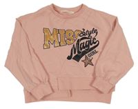 Svetloružová crop mikina s nápismi