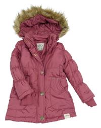 Růžová šusťáková zateplená bunda s kapucí s kožešinou Lee Cooper