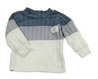 Bílo-modré žebrované lehké úpletové triko 