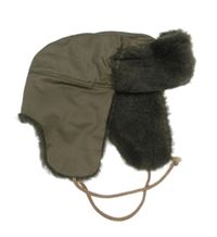 Khaki plátěná zateplená beranice