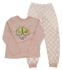 Svetloružové plyšové pyžama s avokády Primark