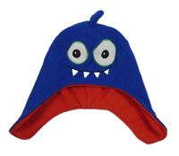 Modro-červená fleecová čepice - príšerka