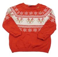 Červeno-biely sveter so sobmi Pep&Co