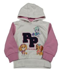 Bílo-růžová mikina s Tlapkovou patrolou a kapucí Nickelodeon