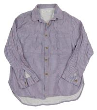 Modro-růžová pruhovaná halenka Zara