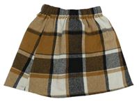 Hnědo-černo-smetanová kostkovaná sukně 