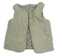 Smotanová kožušinová podšitá vesta