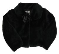 Čierne kožušinové podšité bolerko s mašlou