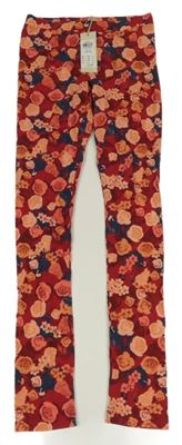 Nové - červeno-ružové kvetované legíny Name it