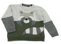 Šedo-zelený svetr s mývalem George