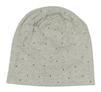 Šedá melírovaná čepice s kamínky 