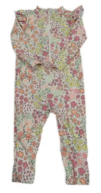 Bílo-barevný květovaný UV overal George