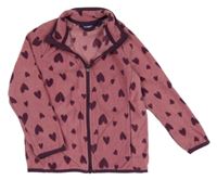 Staroružová fleecová prepínaci mikina so srdiečkami Lupilu