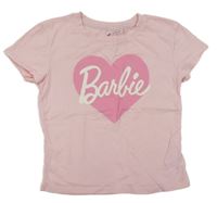 Světlerůžové tričko s nápisem - Barbie H&M