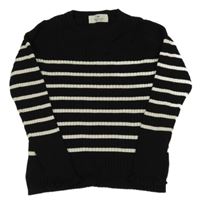 Čierno-biely pruhovaný rebrovaný sveter H&M