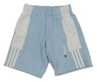 Světlemodro-bílé teplákové kraťasy s bílým pruhem Adidas