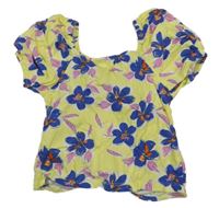 Žlto-modrý kvetovaný crop top Zara