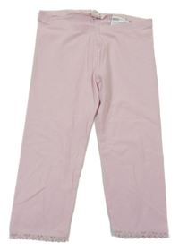 Svetloružové crop legíny s čipkou H&M