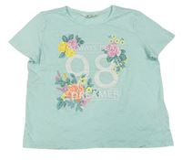 Mátové tričko s kvetmi a číslom zn. H&M