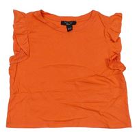 Oranžové crop tričko s volánikmi New Look