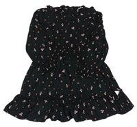 Čierne kvetované ľahké šaty zn. M&S