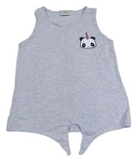 Sivý melírovaný top s pandou LC Waikiki