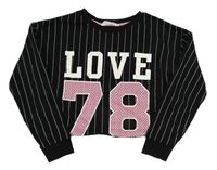 Čierna pruhovaná crop mikina s číslom H&M
