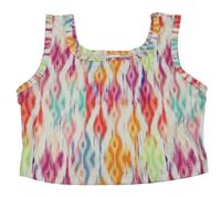 Bielo-farebný vzorovaný crop top Shein