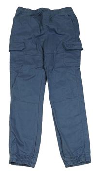 Šedomodré cargo cuff nohavice Matalan