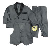 3set - Sivo-čierne sako + sivá vesta + nohavice