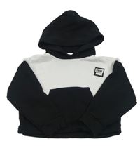 Čierno-biela crop mikina s kapucňou DKNY
