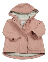 Růžová voděodolná zateplená bunda s kapucí Primark